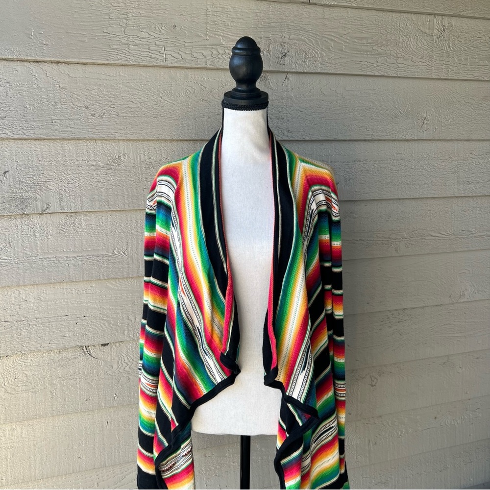 Vintage Ralph Lauren Multicolor Striped Cardigan Poncho - Picture 5 of 12